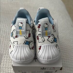 Adidas White and Blue Sneakers with Shell Toe